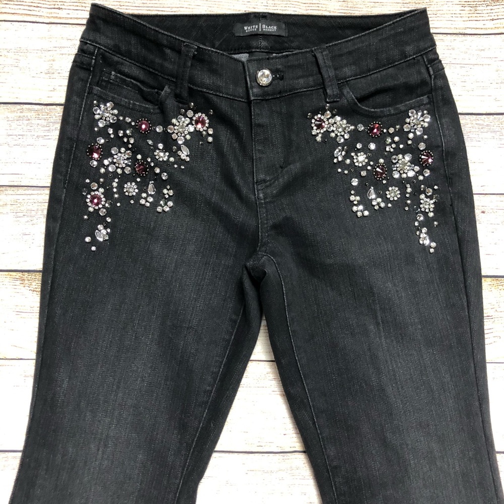 WHBM “Feel Beautiful” gemstone embellished Jeans